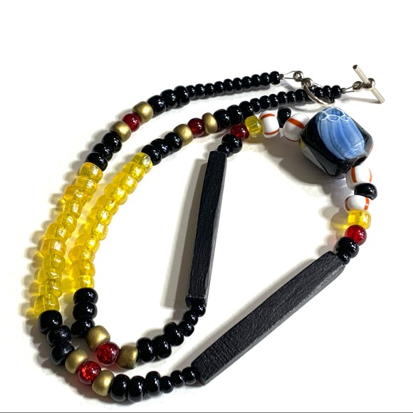 Boho Beaded Necklace Colorful Ceramic Wood Other Trade Styles Toggle Close - Picture 2 of 5